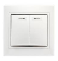 SmartBuy "Венера" выключатель 2-клав. с индик. 10А белый с/у SBE-01w-10- SW2-1